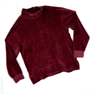 NWOT Pact Velour Casual Top M Cranberry 100% Organic Cotton Knit Pullover Shirt